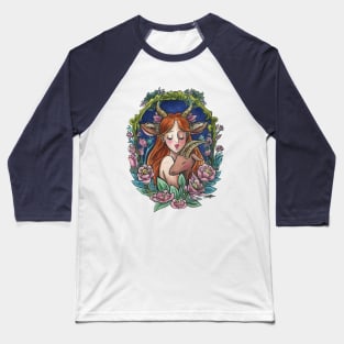 Zodiac Sign Capricorn Art Deco Watercolour Baseball T-Shirt